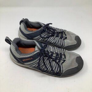 Merrell men's hiking trail shoes 9.5 43 grey navy blue lace up